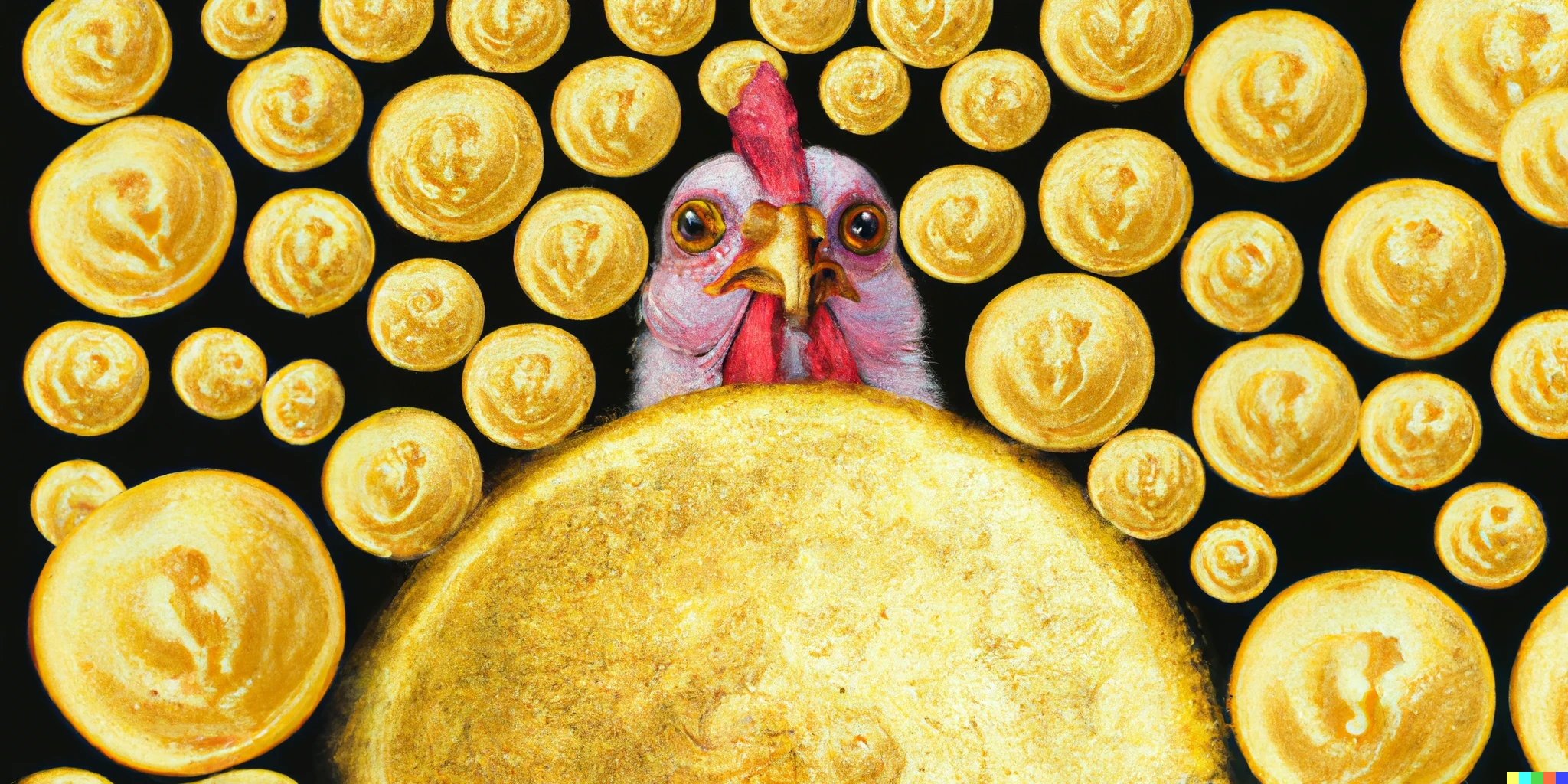 Chicken with gold coins